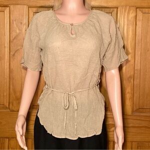 NWOT Vintage Haband Tie Waist Crinkle Top Blouse Size M